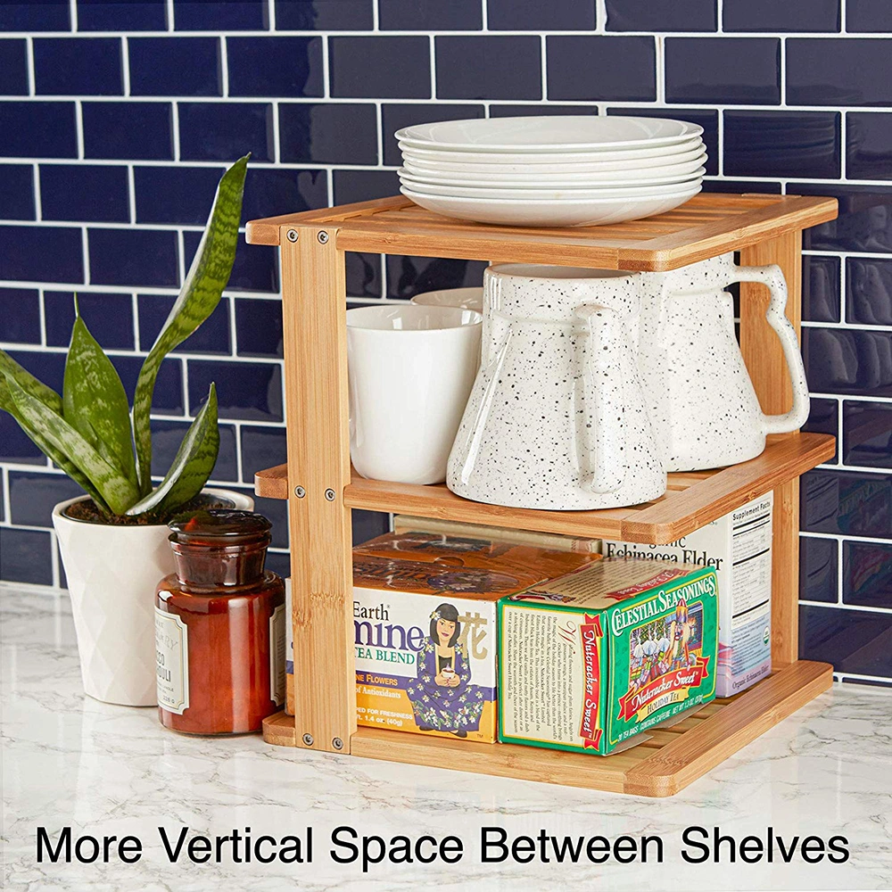 Bamboo Corner Shelf - 3 Tier Kitchen Cabinet Organizer