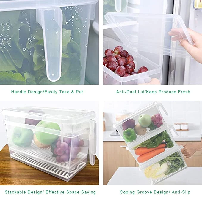 Clear Plastic Refrigerator Organizer Bins - Stackable Fridge Organizers for Freezer, Kitchen, Countertops, Cabinets