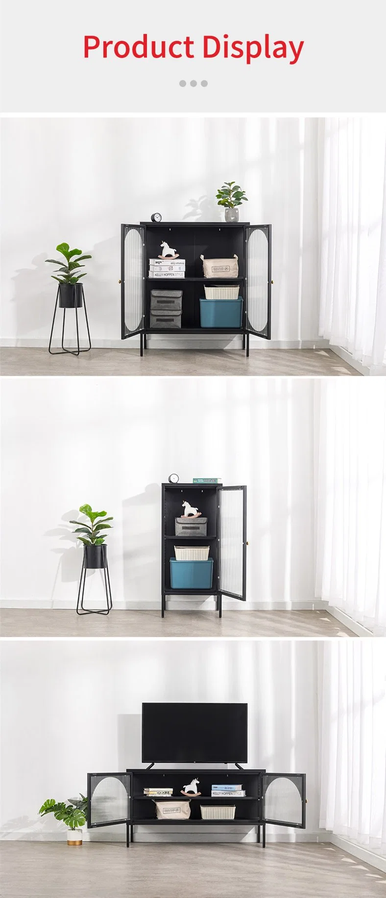 Home High-Quality Changhong Glass Tall Foot Cabinet